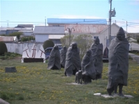 Statues of former native peoples of Tierra del Fuego